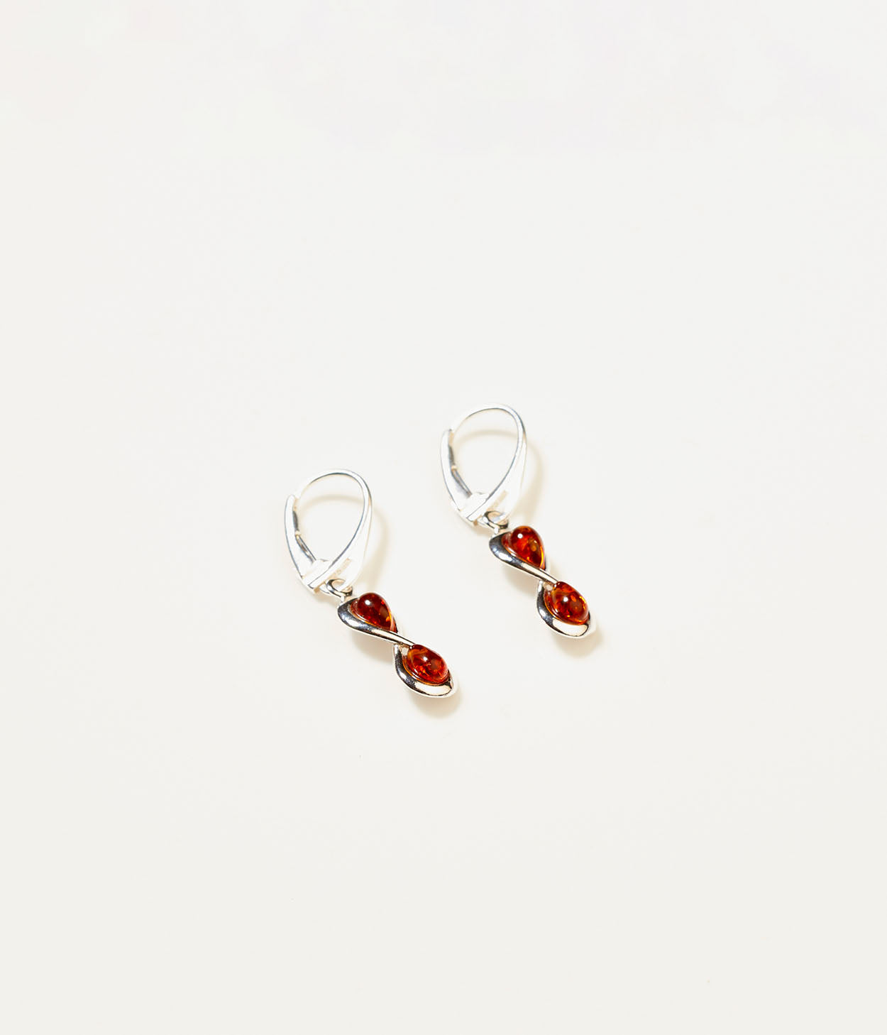 Amber Infinity Drop Earrings in Sterling Silver