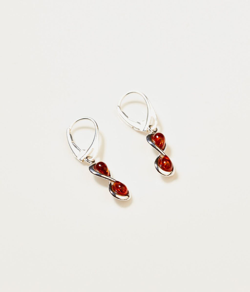 Amber Infinity Drop Earrings in Sterling Silver