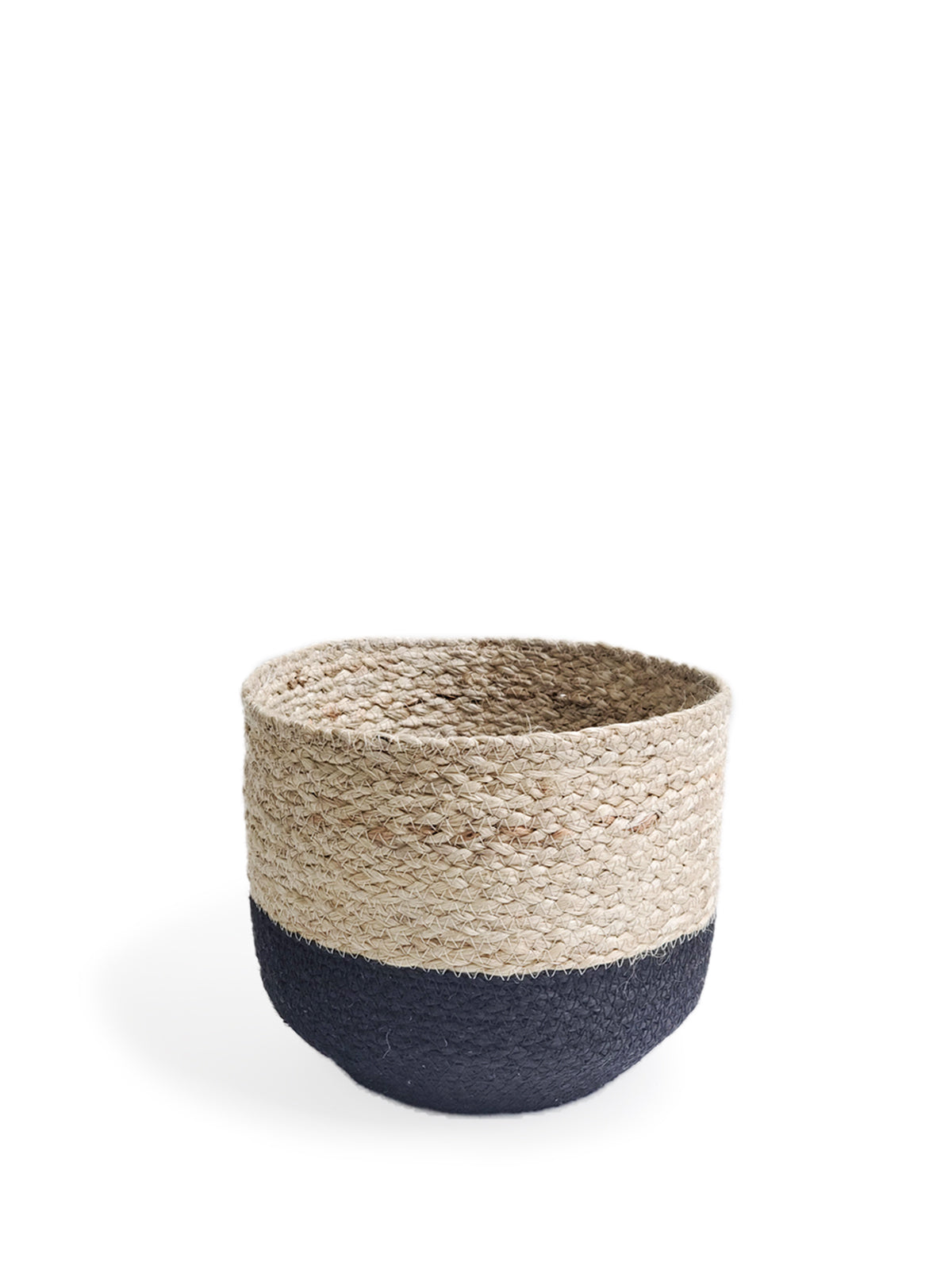 Naiya Handwoven Jute Bin in Natural Black