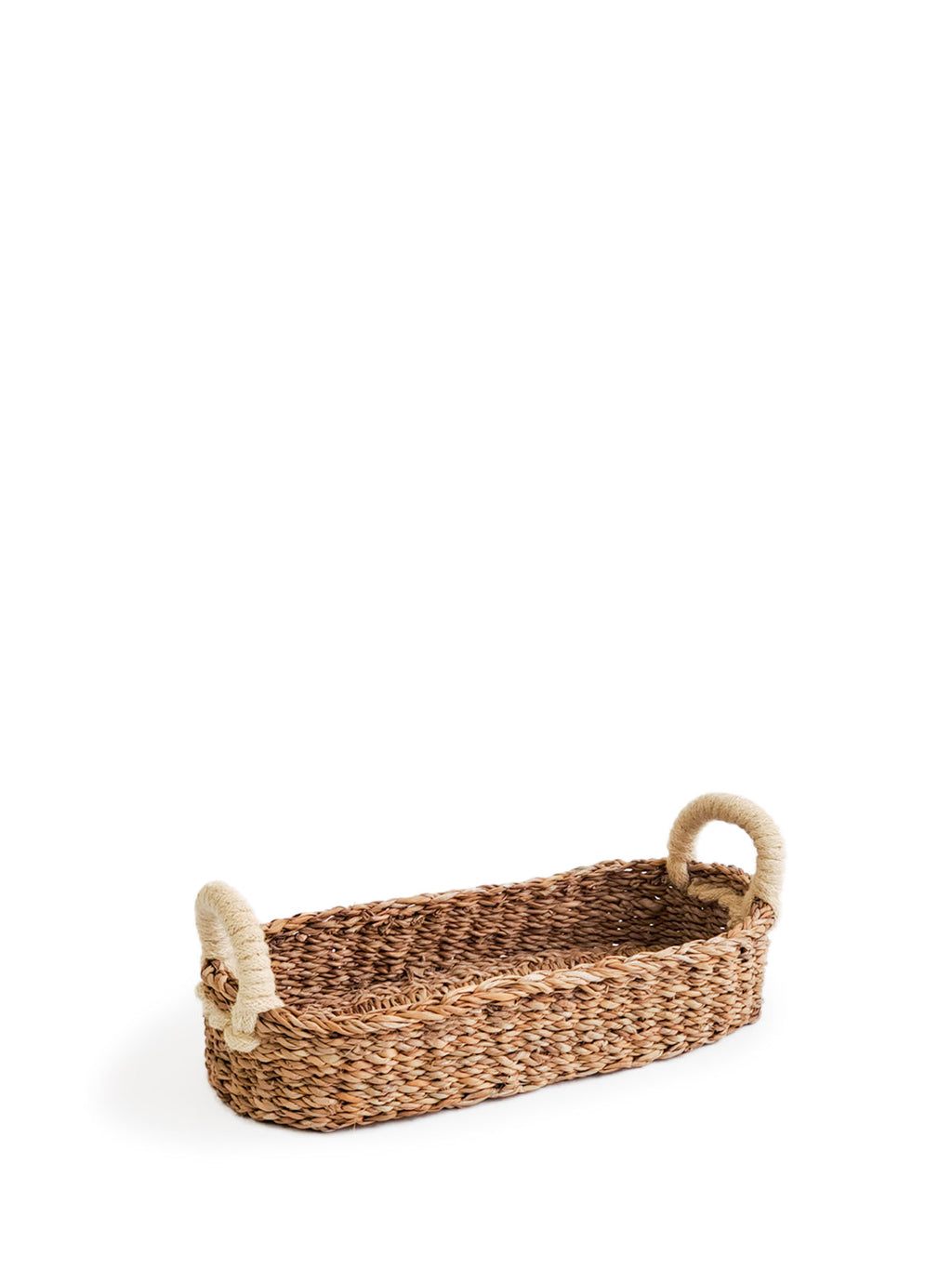 Seagrass Bread Basket with White Handle