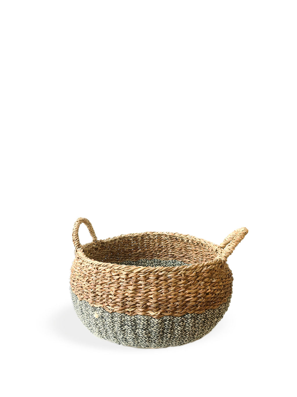 Black Floor Basket with Natural Jute and Seagrass