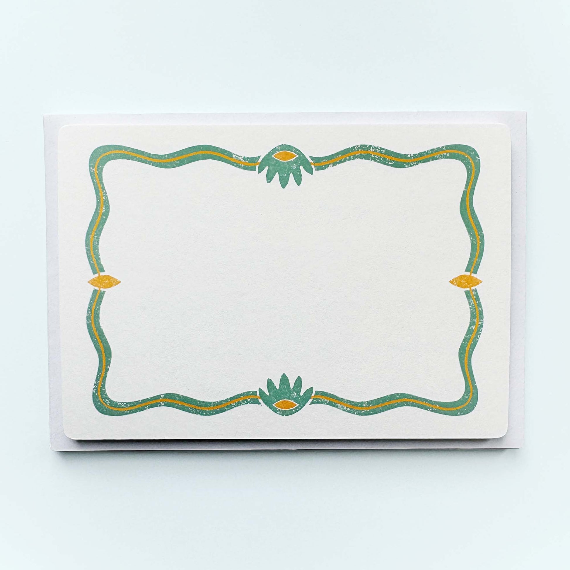 Set of 12 Notecards and Envelopes in Green and Yellow