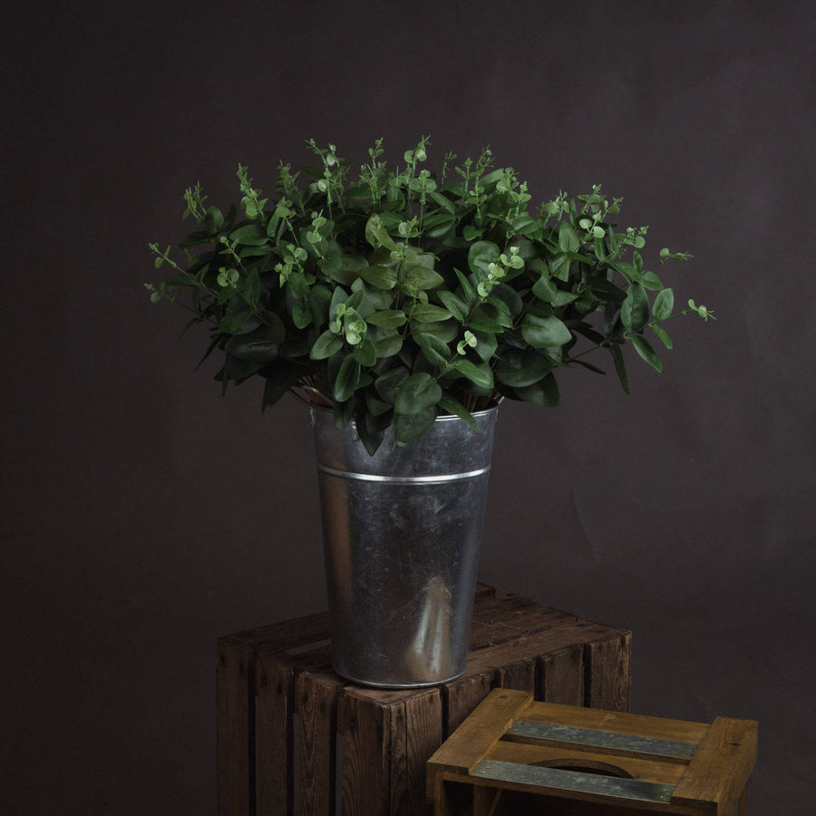 Dark green cineraria eucalyptus spray with lifelike plastic leaves, 62cm tall, for home decor and floral arrangements. by Sostter at brixbailey.com