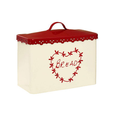 Cream and Red Bread Bin