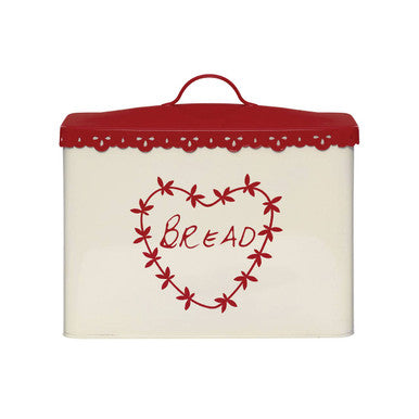 Cream and Red Bread Bin