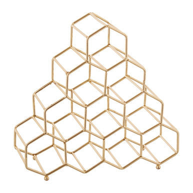 10 Bottle Gold Finish Spice Rack with Honeycomb Design