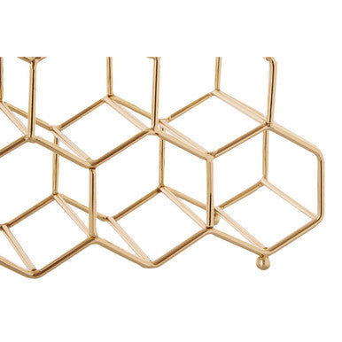 10 Bottle Gold Finish Spice Rack with Honeycomb Design