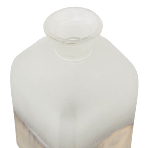 Handcrafted brass candle holder vase with burnished finish, aged detailing, and warm grey glass for home decor. by RoomLondon at brixbailey.com