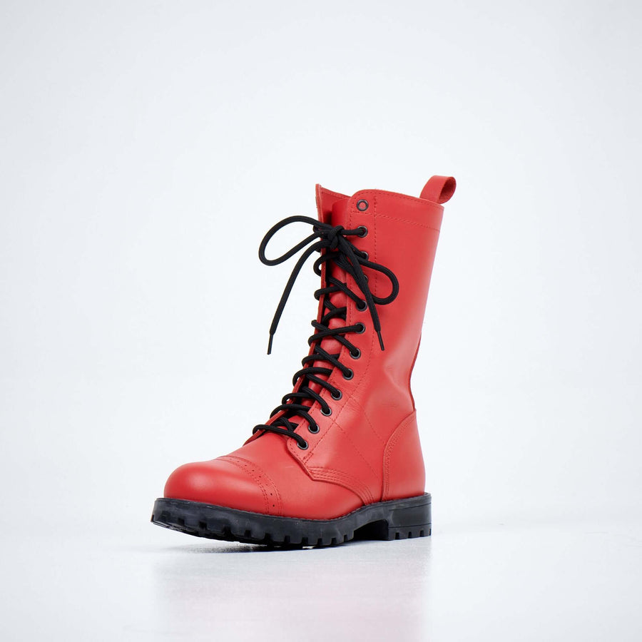 Red High Aviator Boots – Unisex, Durable & Water-Repellent by Samelin at www.brixbailey.com