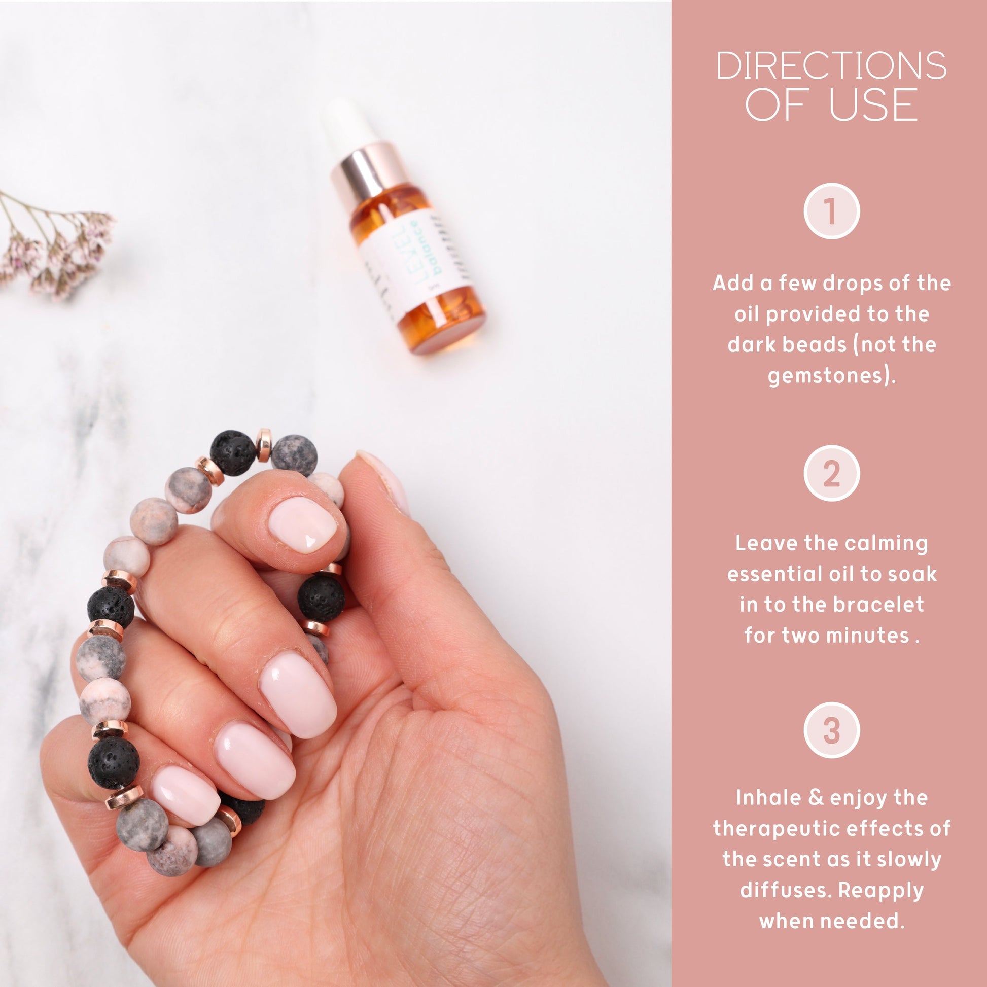 Lava Bead Aromatherapy Bracelet Set Centre and Happiness