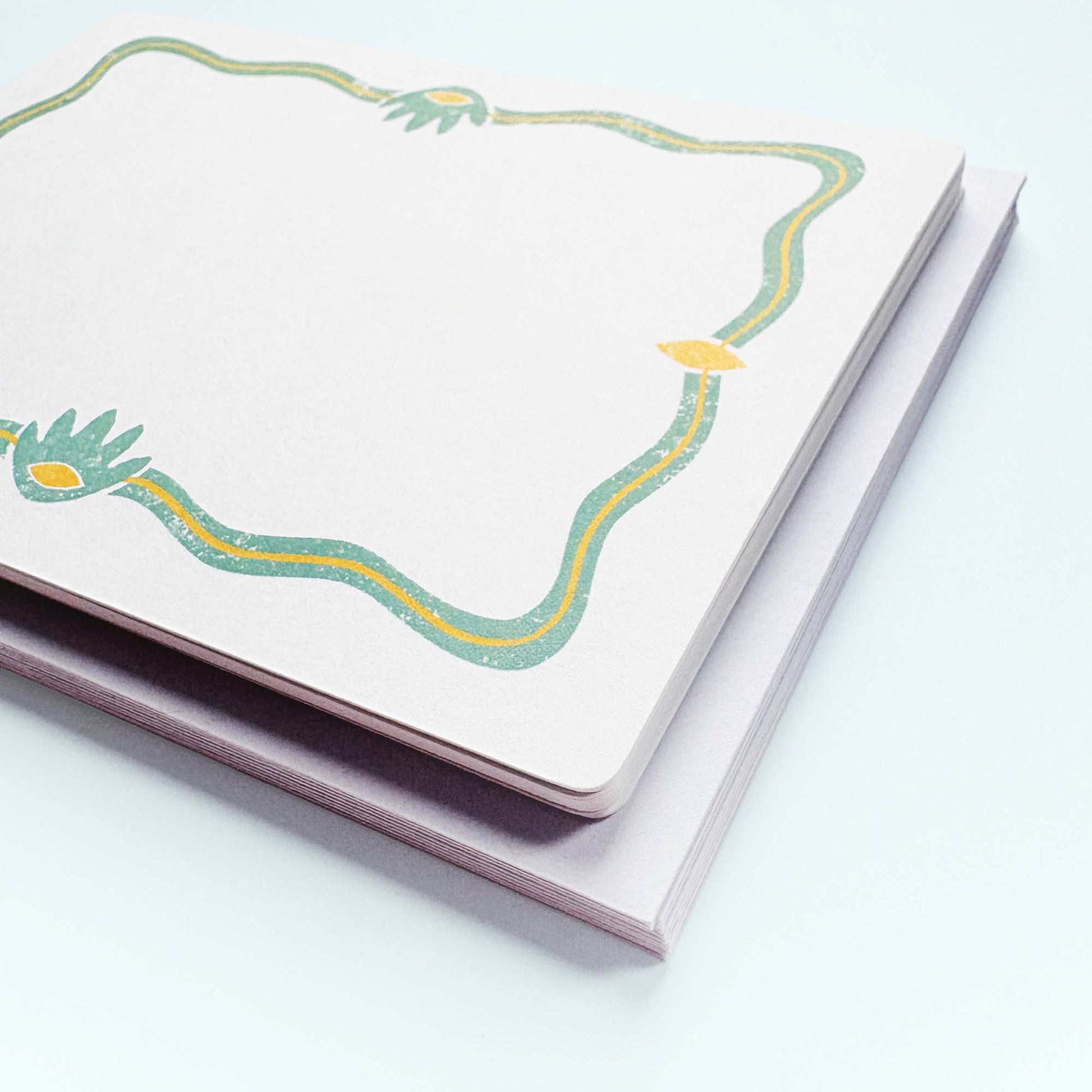 Set of 12 Notecards and Envelopes in Green and Yellow