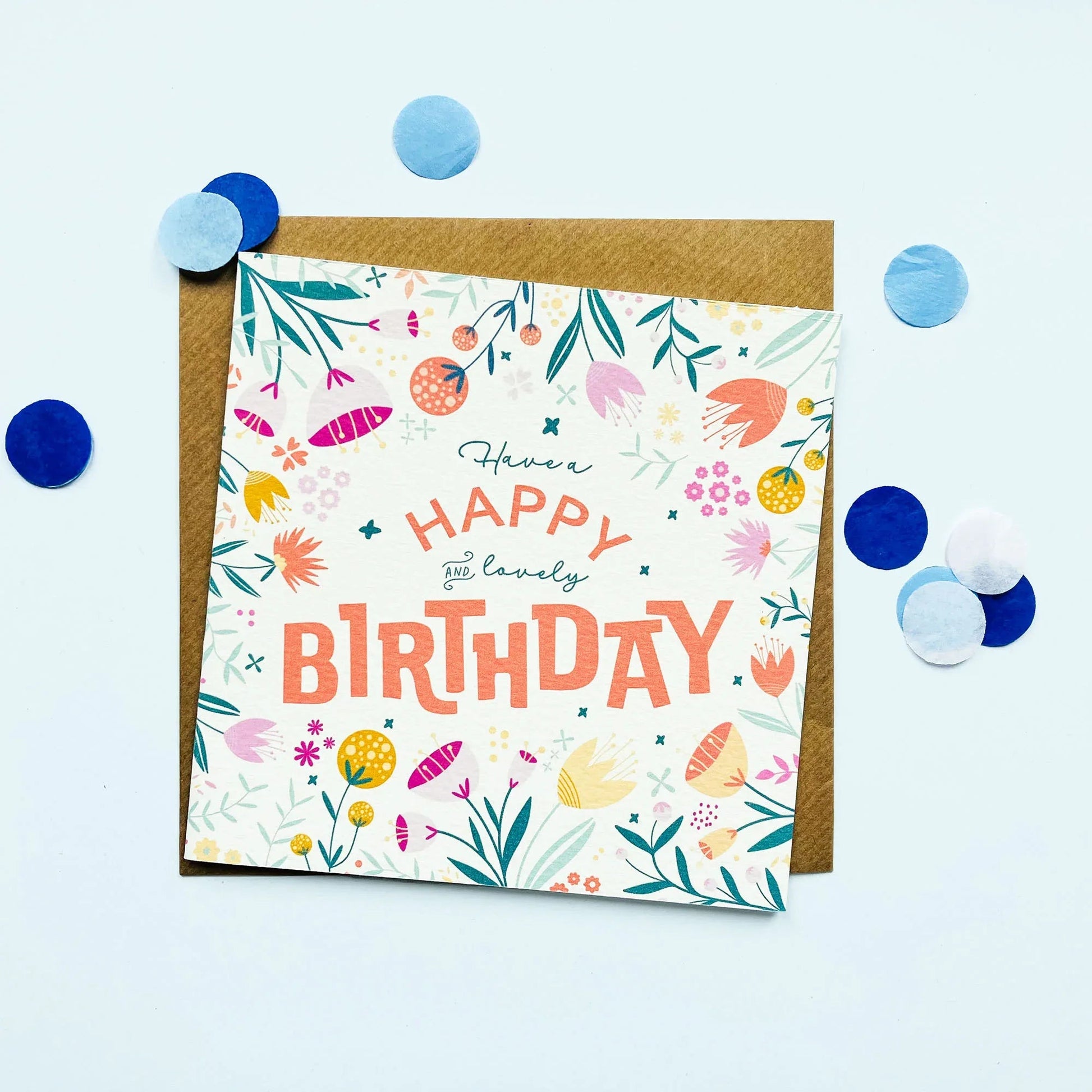 Floral Birthday Card with Hand Drawn Flowers