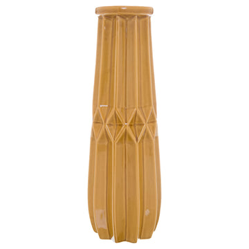Tall ceramic vase in warm ochre, 41cm height, with matte finish and clean lines for modern or traditional decor by Sostter at brixbailey.com