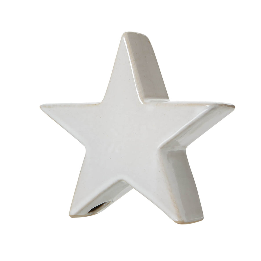 Handcrafted white ceramic star decor with minimalist design, casting enchanting light patterns, 12cm celestial accent piece. by Sostter at brixbailey.com