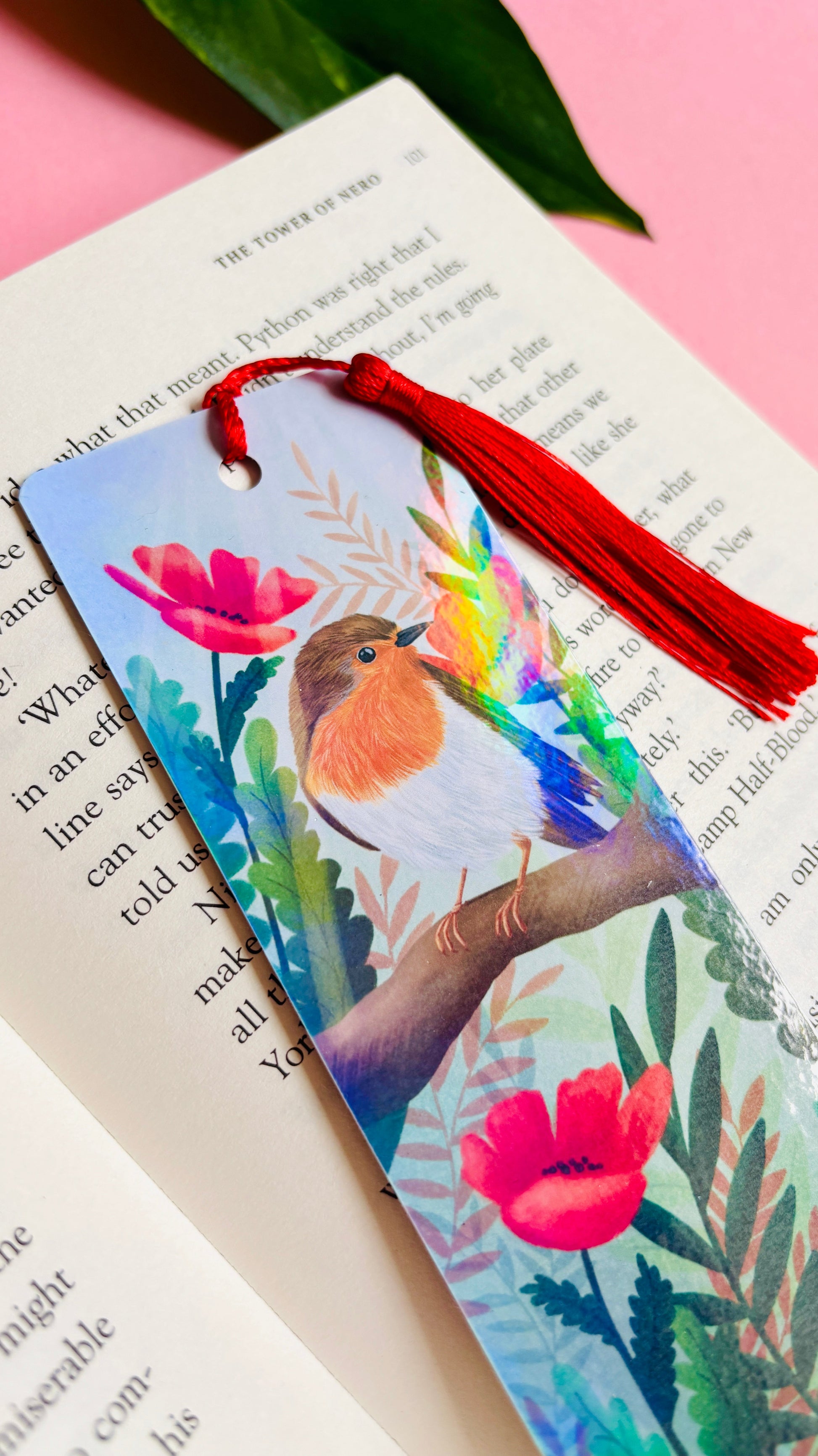 Robin Holographic Bookmark- Handmade Bookish Gift