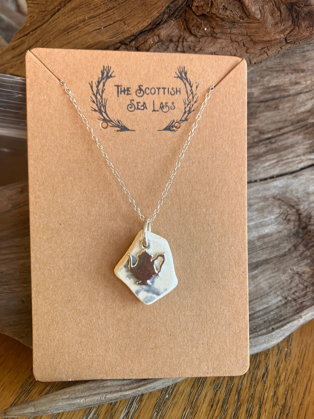 Teapot Scottish Sea Pottery 925 pendant
