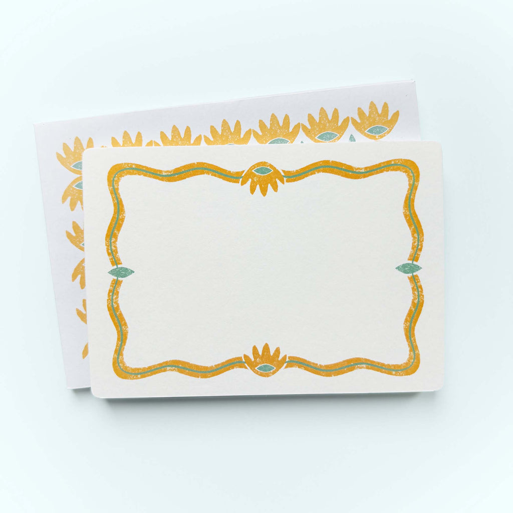 Set of 12 Notecards and Envelopes in Yellow and Green