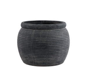 Black ribbed pot from Brix and Bailey Markeplace on a white background