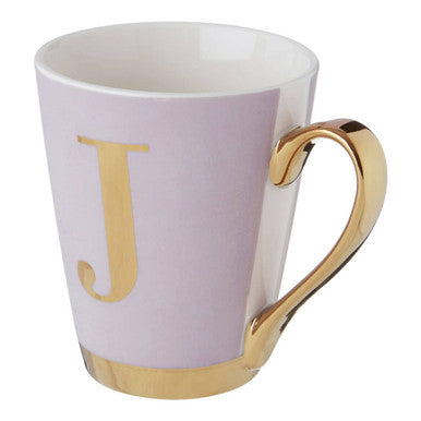 Frosted Lilac Monogram Mug Letter J