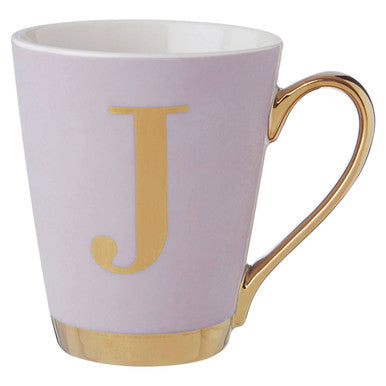Frosted Lilac Monogram Mug Letter J
