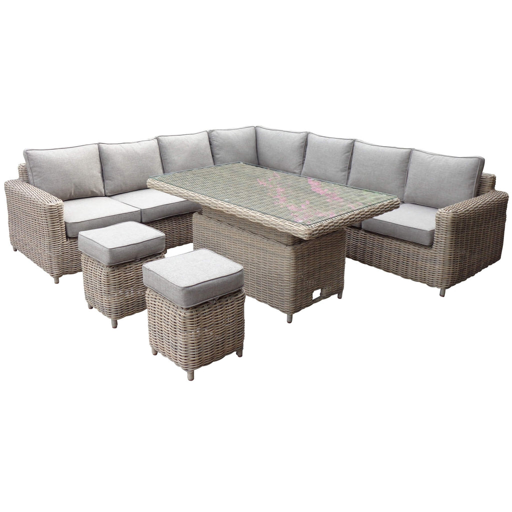 Beige modular sofa set with glass table, 2-seater, corner unit, and stool for contemporary living room by Sostter at brixbailey.com