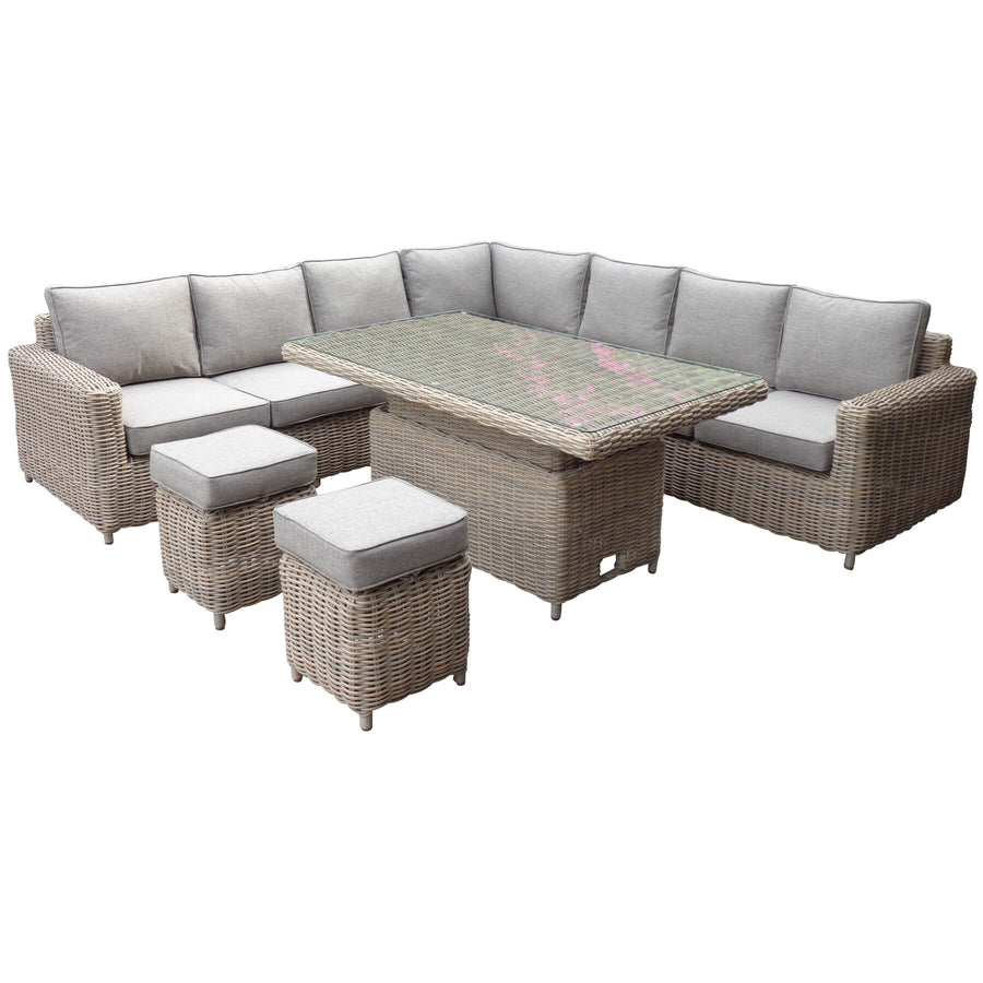Beige modular sofa set with glass table, 2-seater, corner unit, and stool for contemporary living room by Sostter at brixbailey.com