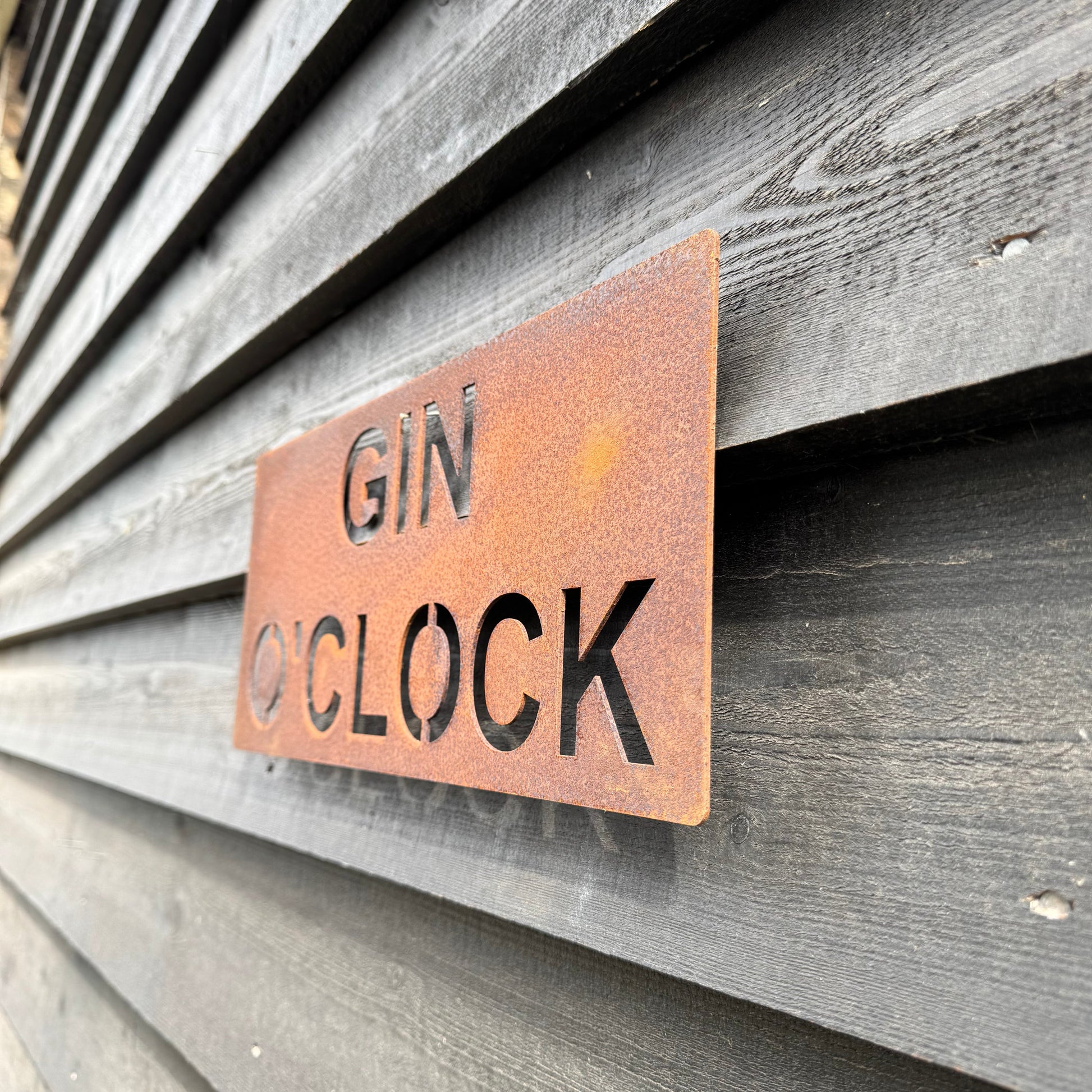 Rustic Metal GIN O’CLOCK Sign