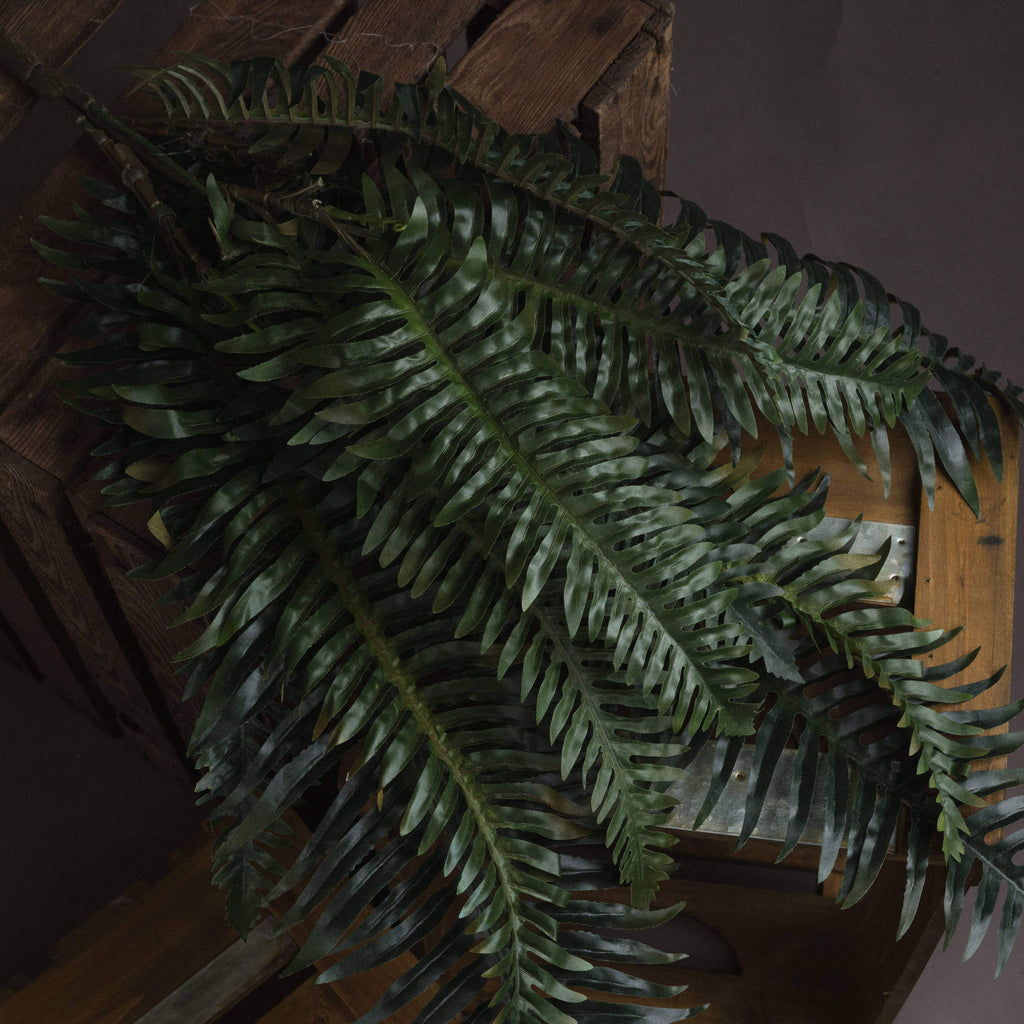 Lifelike artificial fern bunch with cascading green foliage, UV-resistant plastic fronds, and natural movement - 60cm tall by Sostter at brixbailey.com
