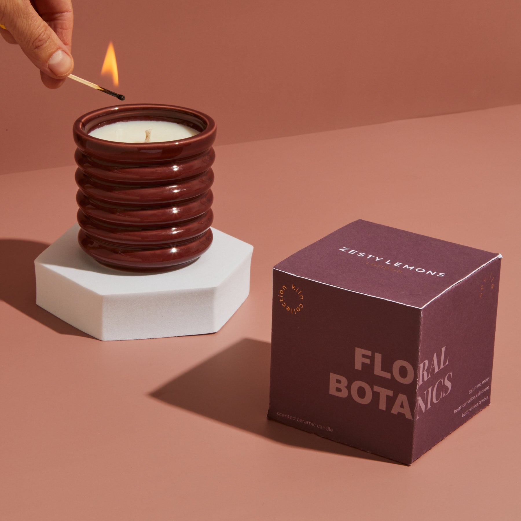 Contemporary Kiln Burgundy Candle - Floral Botanics