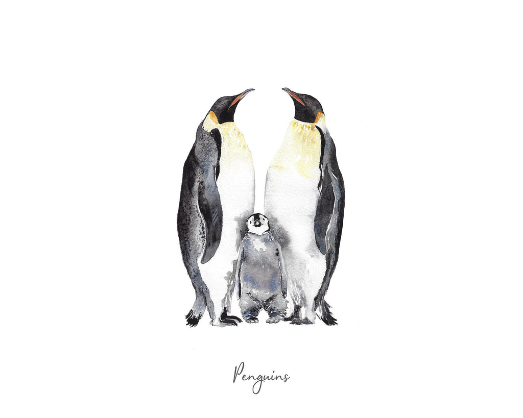 Penguins - Personalised Watercolour Fine Art Print