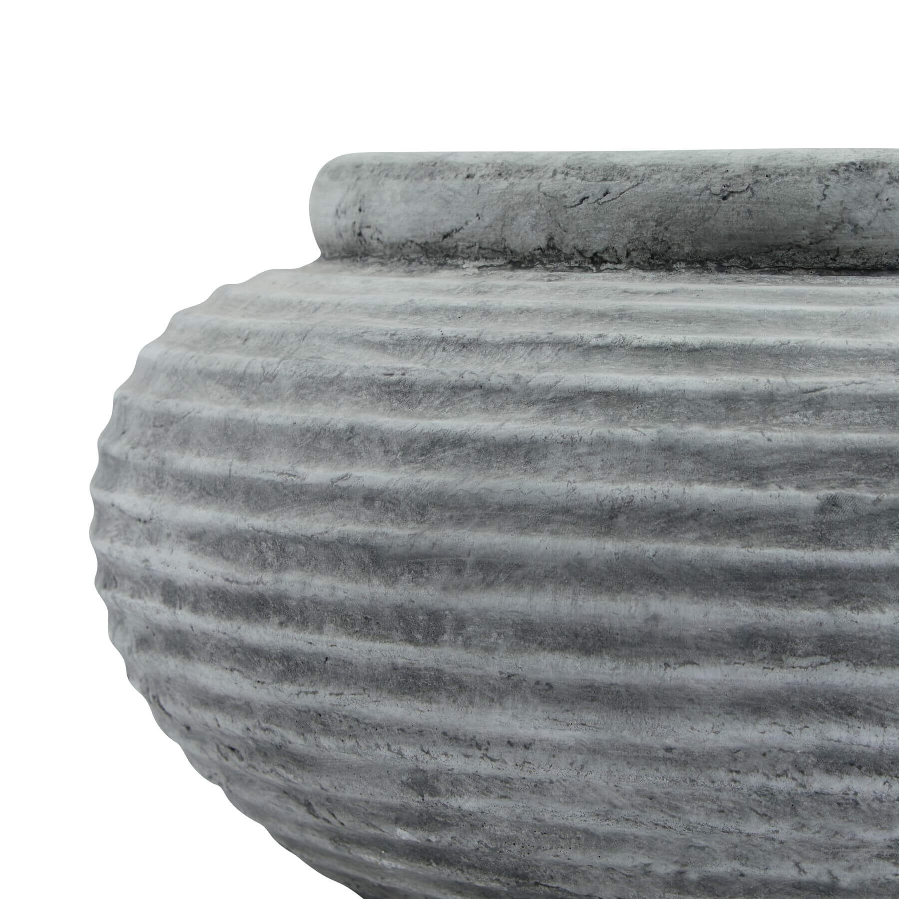 White ribbed ceramic planter with circular design, 41cm diameter, perfect for modern or traditional home decor. by Sostter at brixbailey.com