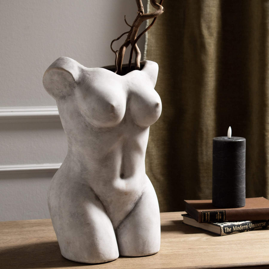 Handcrafted stoneware vase in natural stone tone with matte finish, minimalist curves for modern or traditional decor. by Sostter at brixbailey.com