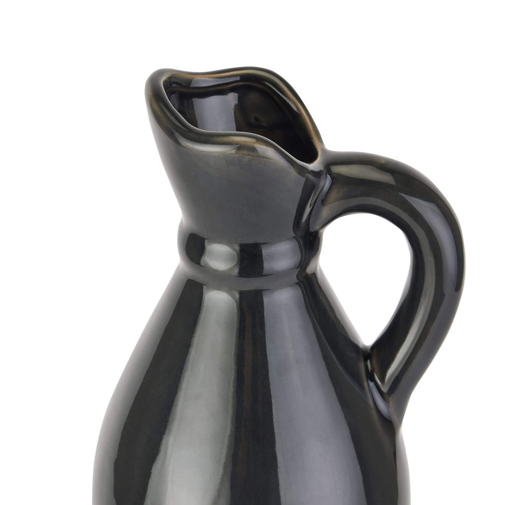 Handcrafted navy ceramic jug with two-tone glaze, 46cm tall, rustic stoneware statement piece for home decor. by Sostter at brixbailey.com