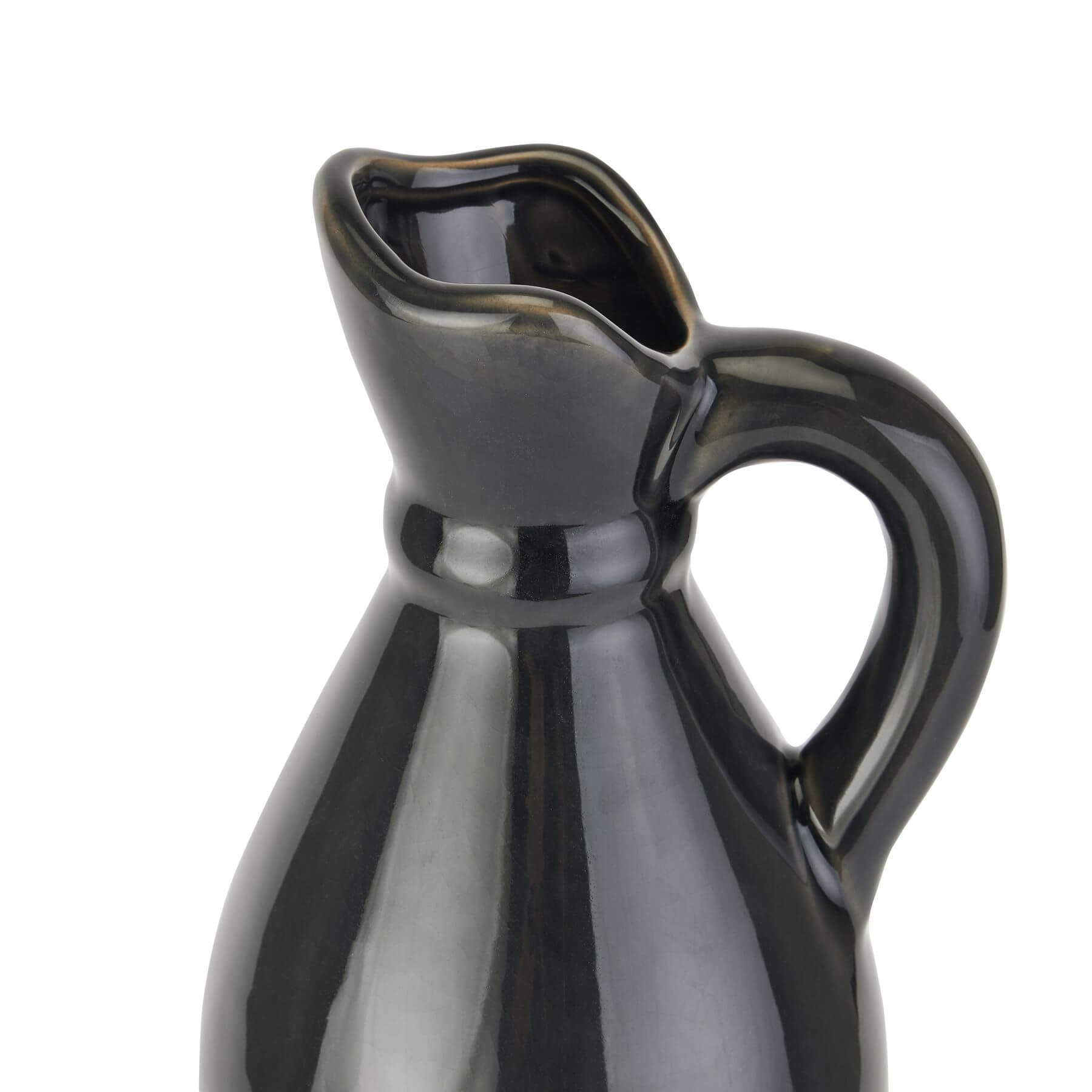 Handcrafted navy ceramic jug with two-tone glaze, 46cm tall, rustic stoneware statement piece for home decor. by Sostter at brixbailey.com