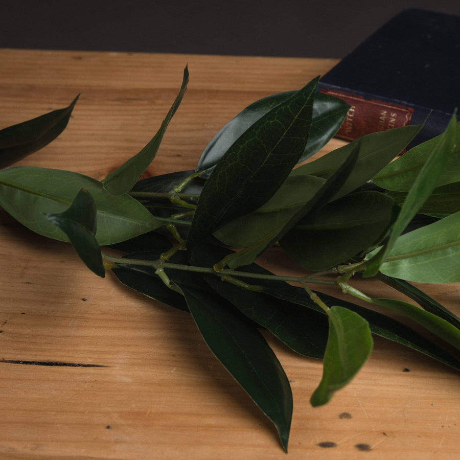 Lifelike faux bay leaf spray with emerald green leaves for Mediterranean decor, 75cm tall, maintenance-free artificial greenery by Sostter at brixbailey.com
