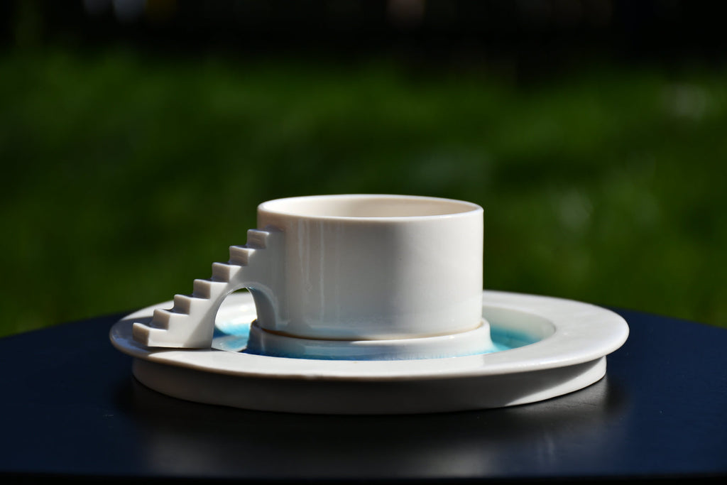 CASTLE COFFEE SET (blue glass moat)