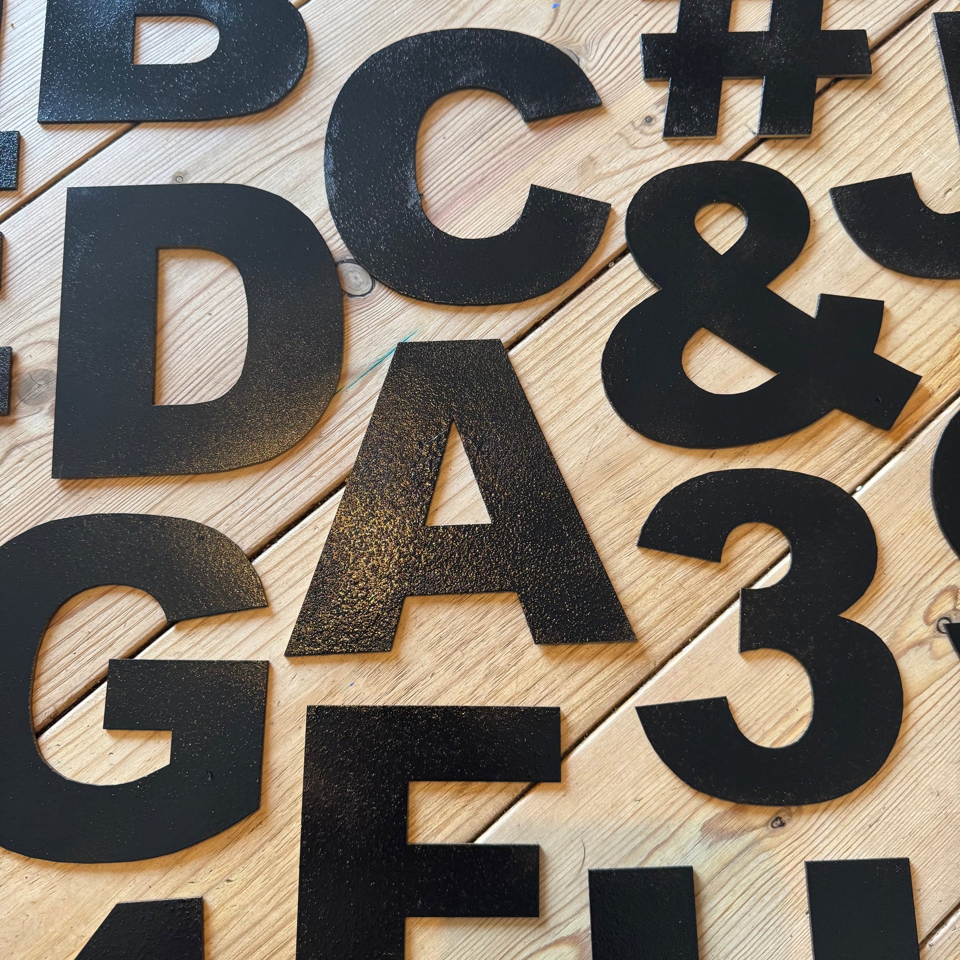 12" and 5" Black Fat Font Metal Letters.