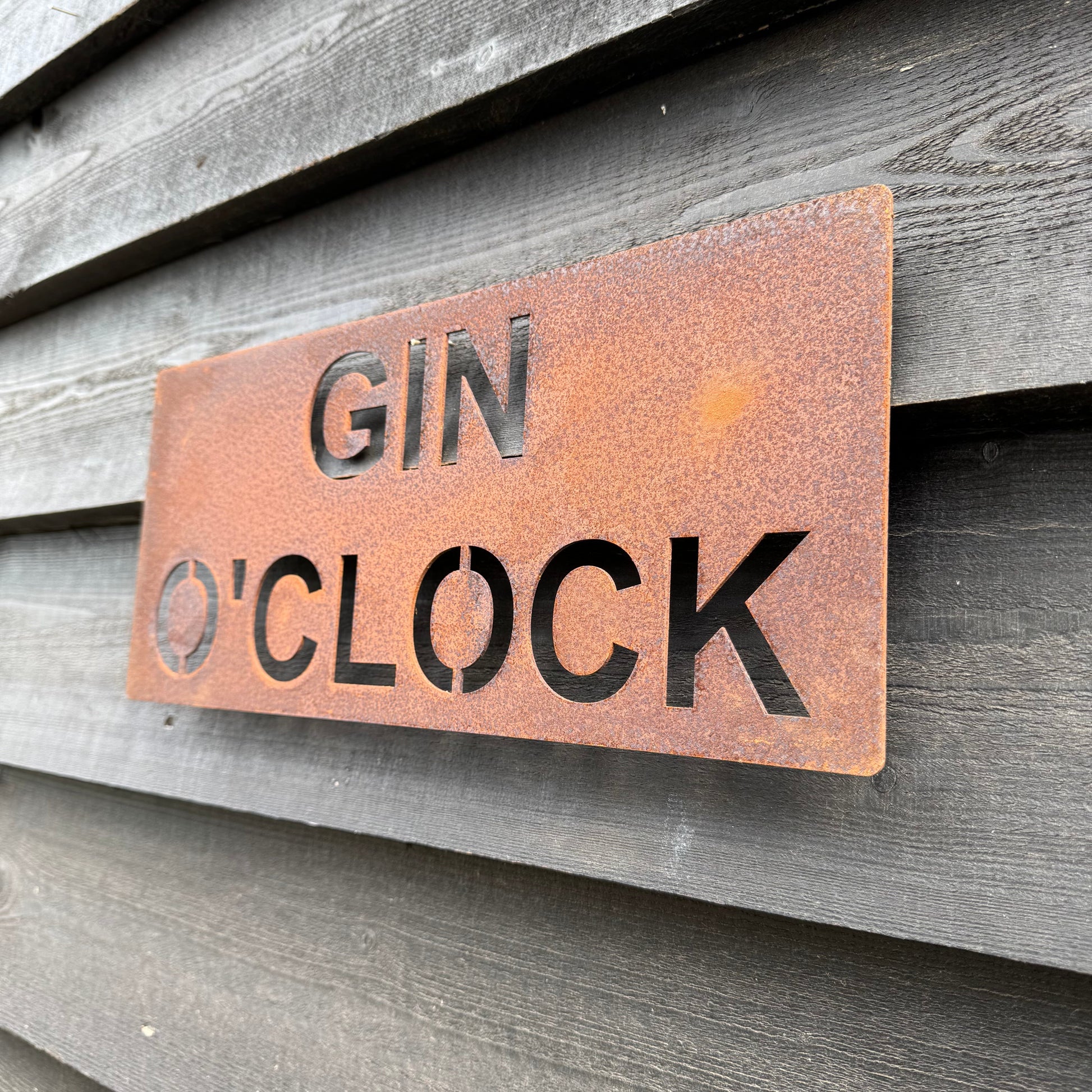 Rustic Metal GIN O’CLOCK Sign