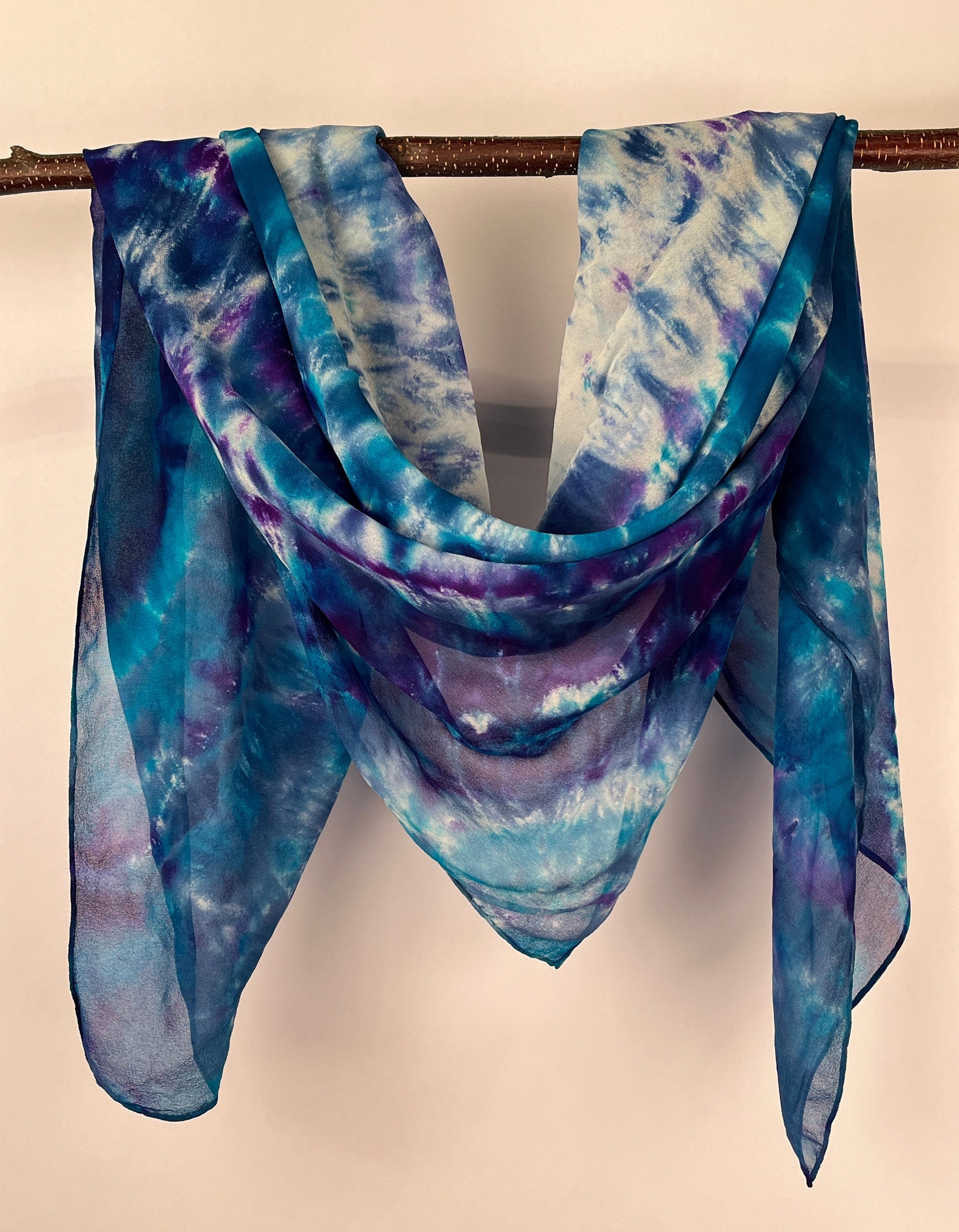 "Purple & Blue Fantasia" - hand-dyed silk scarf - $125