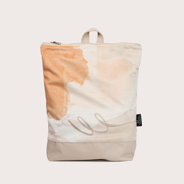 Handmade Abstract Beige Backpack – Lightweight & Durable by Muni at www.brixbailey.com