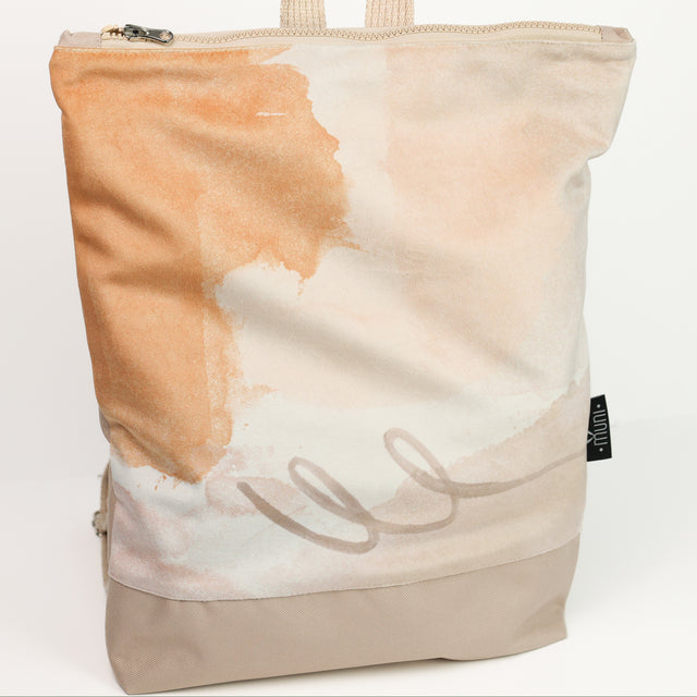 Handmade Abstract Beige Backpack – Lightweight & Stylish by Muni at www.brixbailey.com