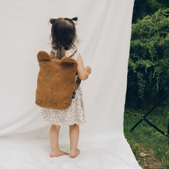 Beige Teddy Backpack for Kids – Eco-Friendly & Adorable by Muni at www.brixbailey.com