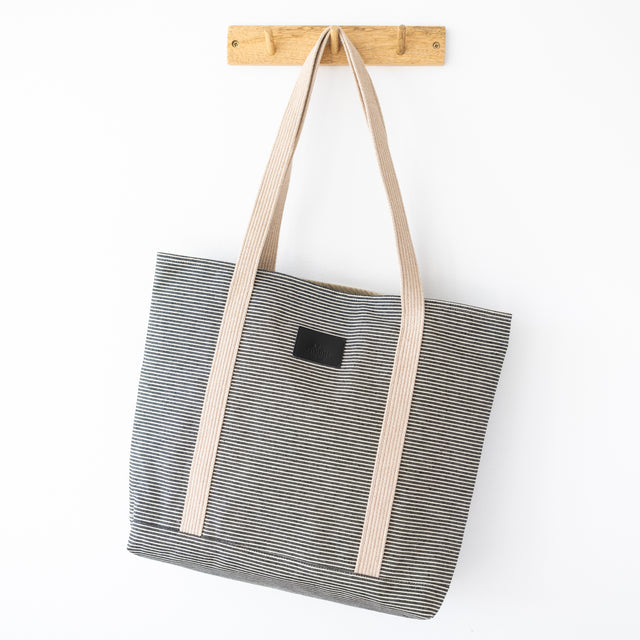 Stylish Striped Denim Tote – Durable & Handmade for Summer by Muni at www.brixbailey.com