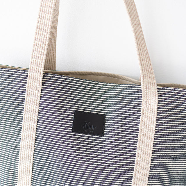 Stylish Striped Denim Tote – Durable & Handmade by Muni at www.brixbailey.com