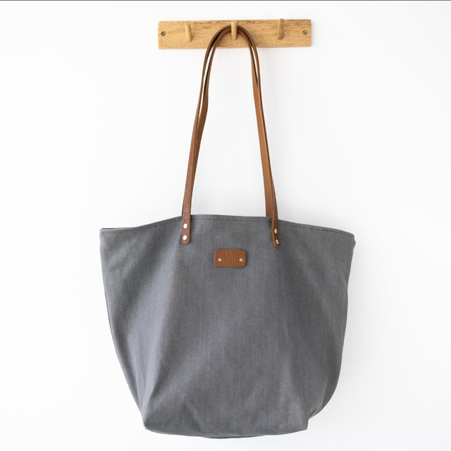 Stylish Grey Denim Tote – Durable & Chic for Summer by Muni at www.brixbailey.com