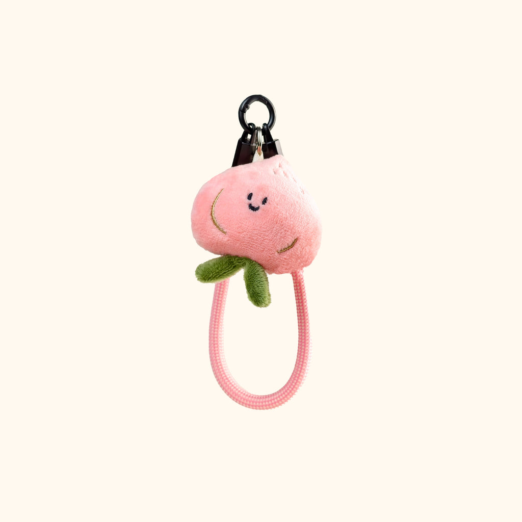 Mini Peach Plush Bag Charm in Pink