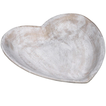 Handcrafted white stone heart dish with natural veining for jewelry or decor, 34cm wide. by Sostter at brixbailey.com