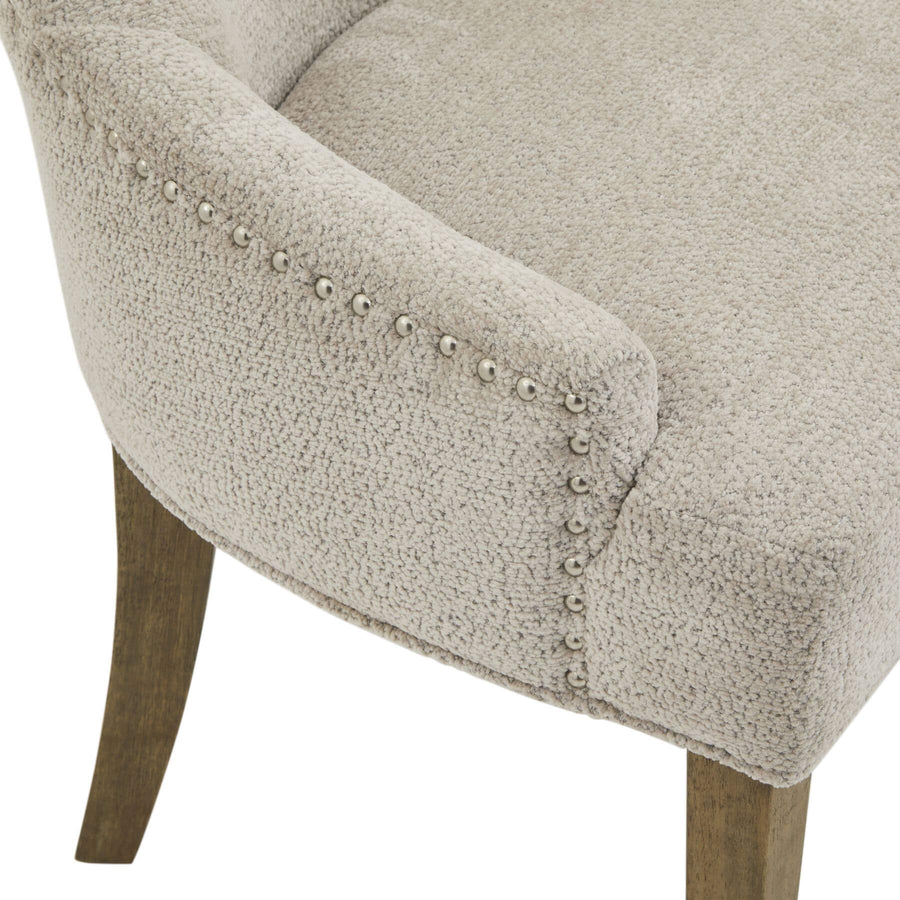 Brockham taupe dining chair with woven fabric upholstery and durable rubberwood frame by Sostter at brixbailey.com