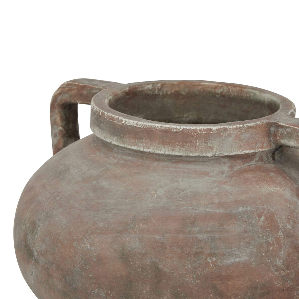 Handcrafted Siena Brown Pelike Pot, terracotta ceramic amphora with twin handles and distressed finish by Sostter at brixbailey.com