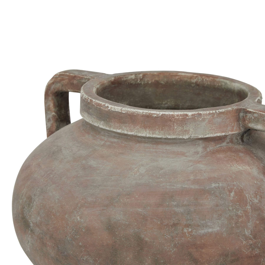 Handcrafted Siena Brown Pelike Pot, terracotta ceramic amphora with twin handles and distressed finish by Sostter at brixbailey.com